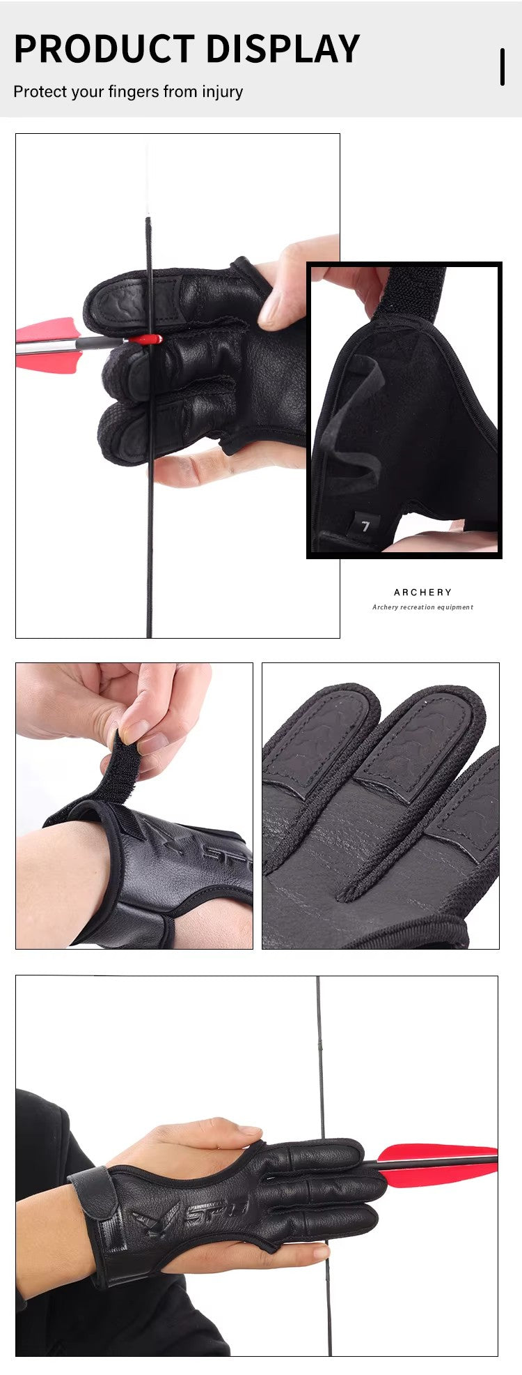 SPG - Archery Leather Glove Finger Guard - 3 Finger