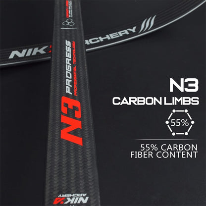 NIKA ARCHERY - New Logo N3 Progress Series BLACK 55% Carbon Fiber Limbs