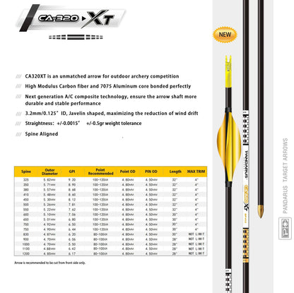 PANDARUS - CA320 XT Arrows (12 arrows per pack)