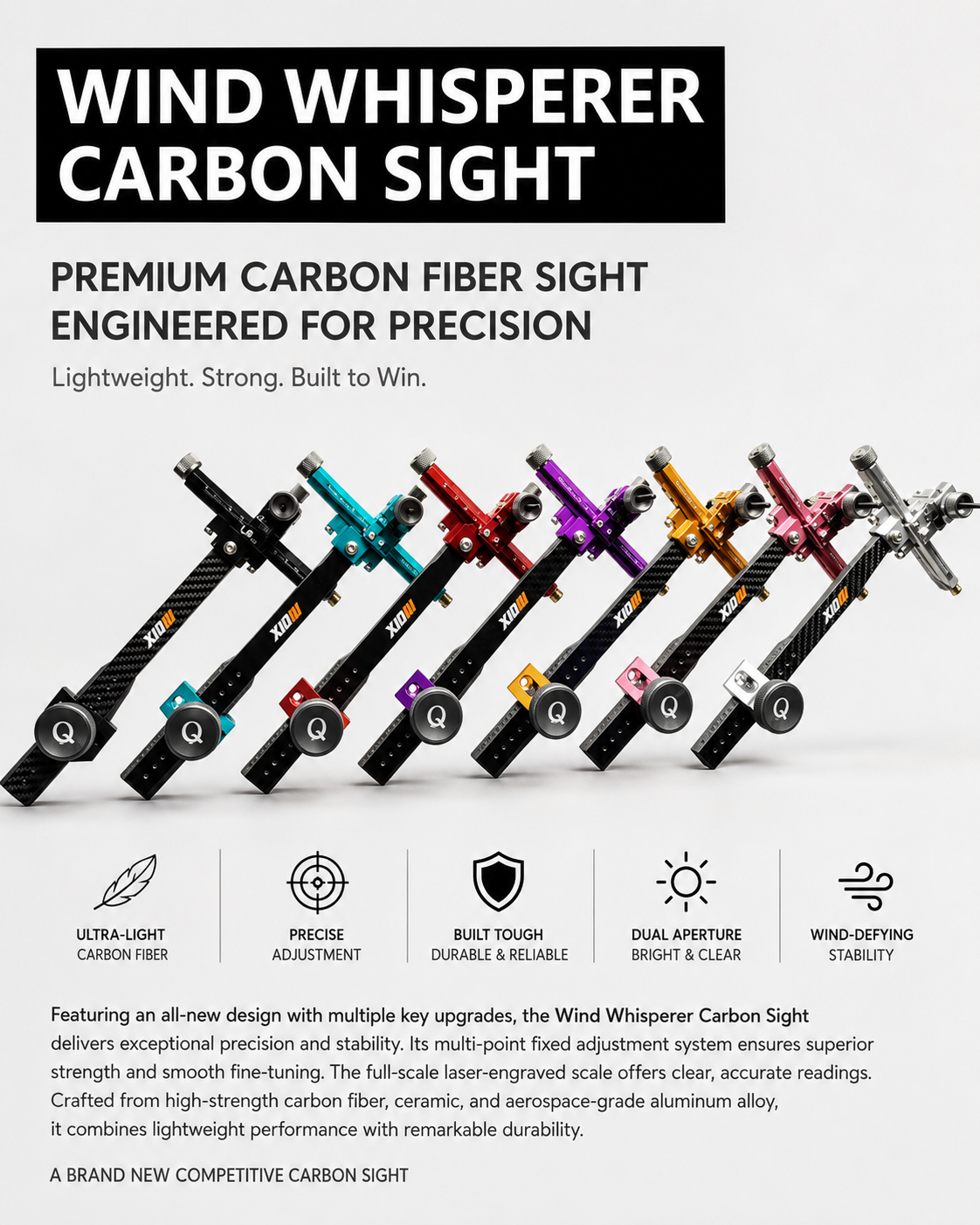 Wind Chaser - 9-inch Carbon Fiber Sight Fine-tuning Sight (Ver. 2)