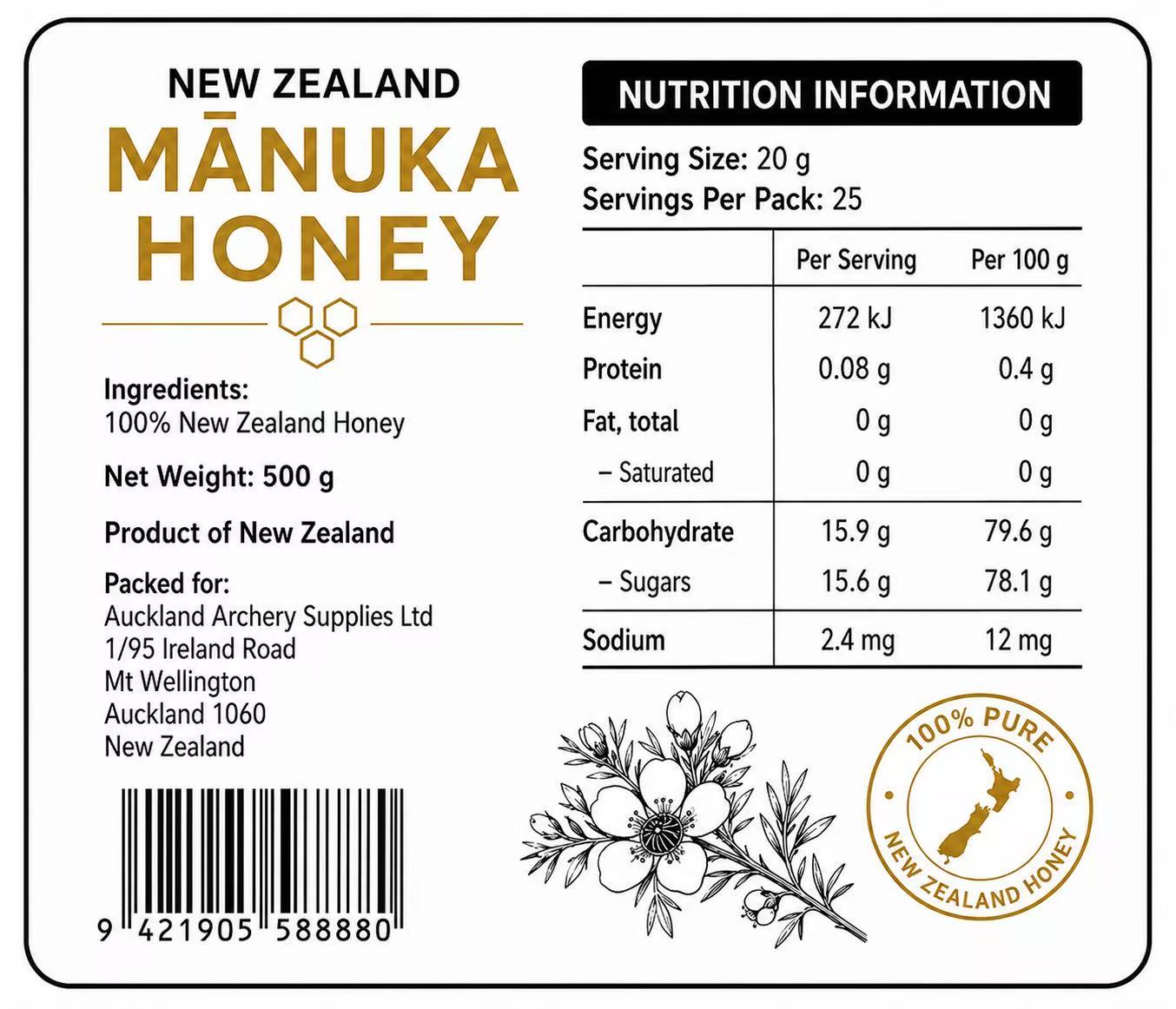 Support Silver Arrows 100% Manuka Honey