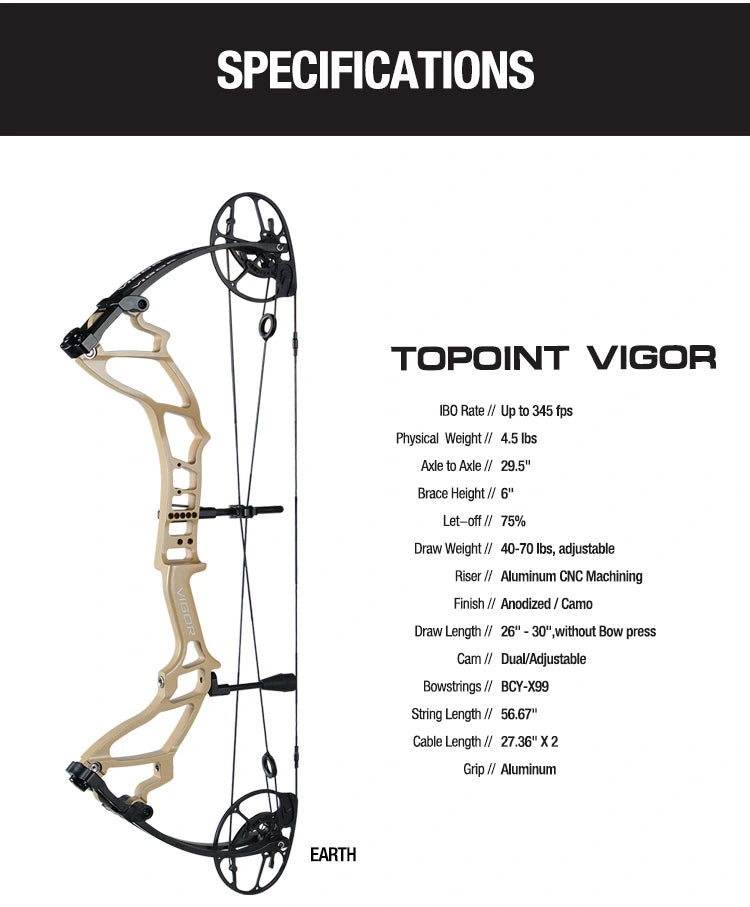 Topoint - VIGOR  29.5" Compound Bow Package (2 weeks delivery)