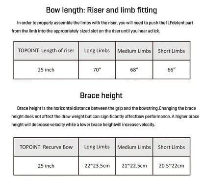 TOPOINT - Recurve Bow Riser X25" and X27"